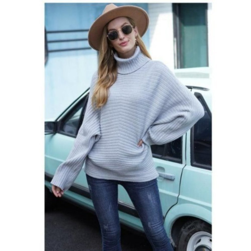 🆕Loose Sleeve Pullover Sweater Turtleneck in Corduroy - Picture 2 of 4